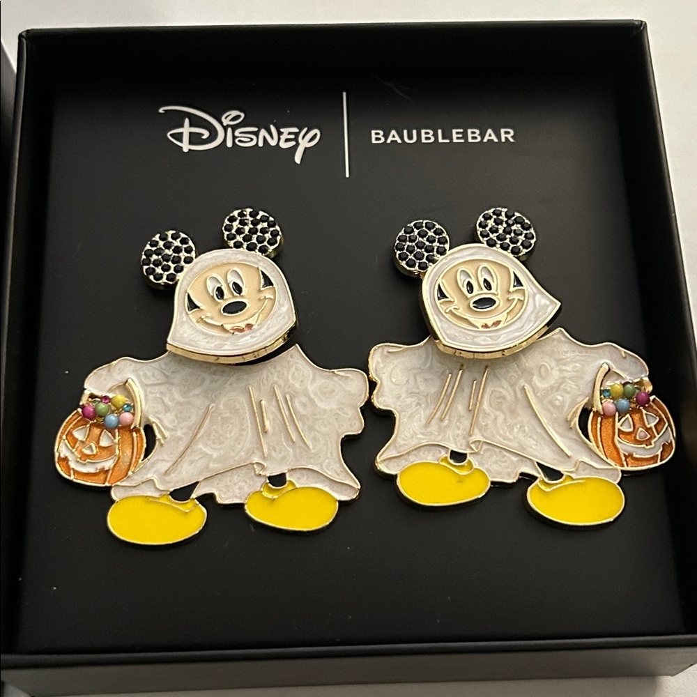 Disney BaubleBar Mickey Ghost costume trick or treat Earrings new in box